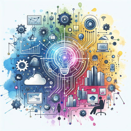 Illustrate a seamless integration of business objectives and technological capabilities through AI, symbolizing the synergy between strategy and innovation.