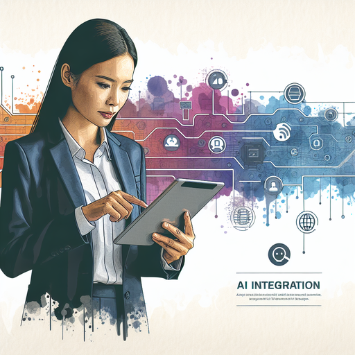 A business leader studying an AI integration roadmap on a digital tablet