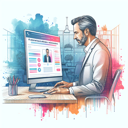 A man sitting at a desk looking at a computer screen with AI-powered personalized product recommendations for customers