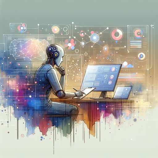 An AI algorithm analyzing complex data patterns in a digital workspace, showcasing the power of AI-driven data retrieval in SaaS startups.