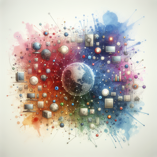 An intricate network of interconnected digital and physical components symbolizing the merging of business and technology