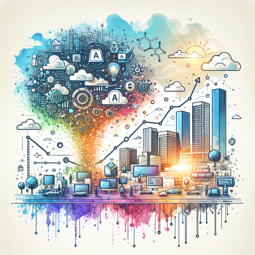 Visualize the exponential growth and innovation achieved by a SaaS startup through AI-driven strategies.