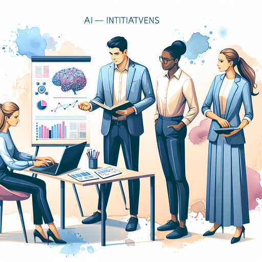 A diverse team of professionals collaborating on AI-driven initiatives